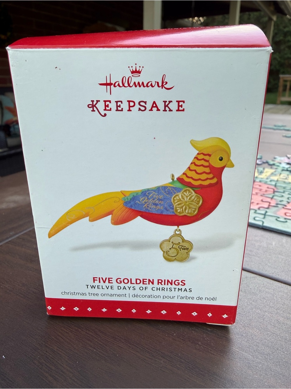 Hallmark Red and Yellow 'Five Golden Rings' Bird Ornament